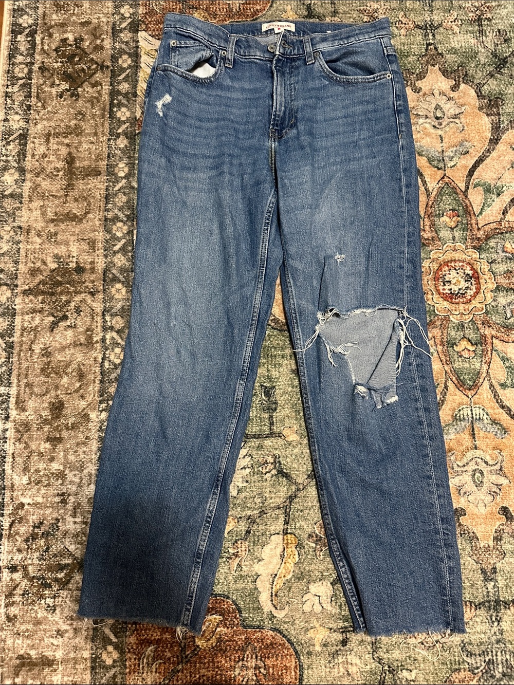 Lucky Brand Straight-Leg Distressed Blue Jeans